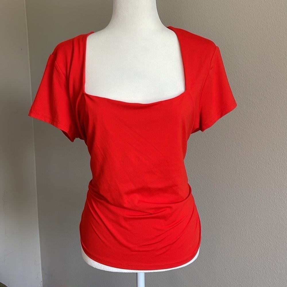 Women's Red Short Sleeve Top Size XL